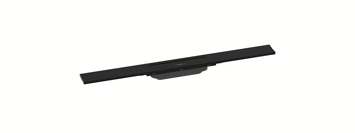 Dušo latakas hansgrohe raindrain Flex 70 cm matinės juodos spalvos su dizaininiu dangteliu.