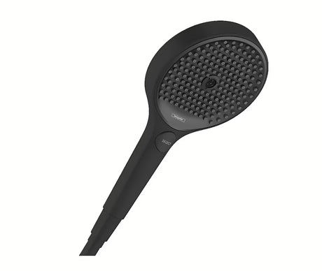 Rankinis dušas Hansgrohe Rainfinity 130 3jet, matinės juodos spalvos, su antracito spalvos dušo disku