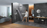 Rankinis dušas Hansgrohe Rainfinity 130 3jet matinės baltos spalvos su antracitine dušo galvutės plokštele