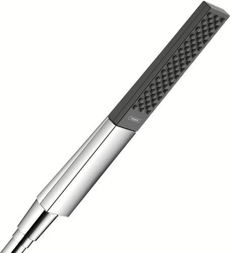 Lazdelinis rankinis dušas hansgrohe Rainfinity 100 1jet, chromo spalvos su antracito spalvos detalėmis, su PowderRain srove.