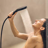 Hansgrohe Rainfinity dušo komplektas EcoSmart matinės juodos spalvos su rankiniu dušeliu, stovu ir tekstiline žarna