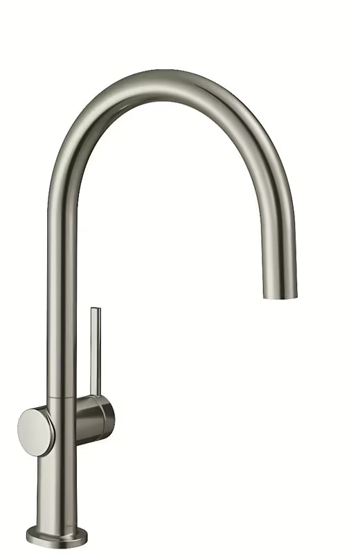 Hansgrohe Talis svirtinis virtuvinis maišytuvas, supersteel apdaila, su aukštu lenktu pasukamu snapu