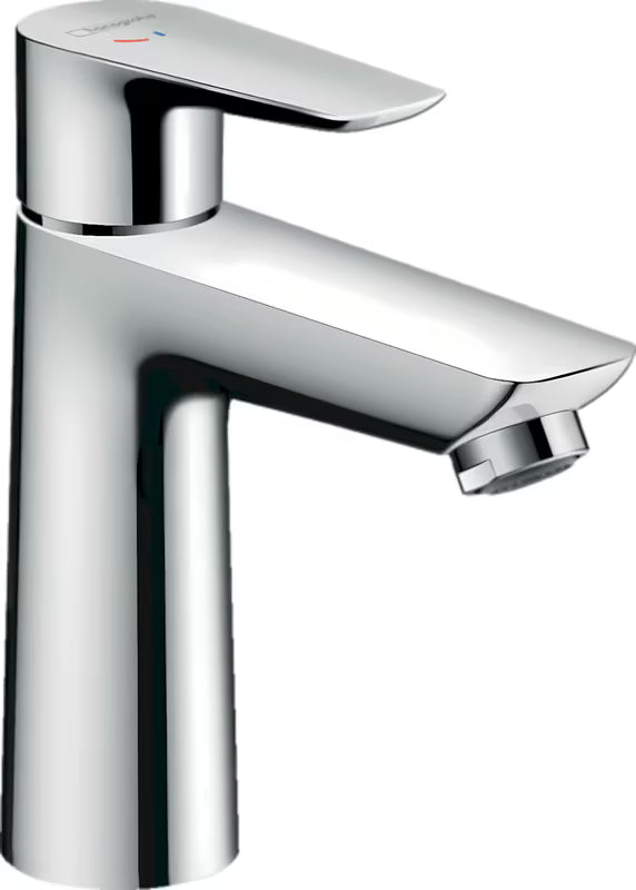 Chromuota svirtinis praustuvo maišytuvas Hansgrohe Talis E 110 CoolStart be praustuvo dugno vožtuvas