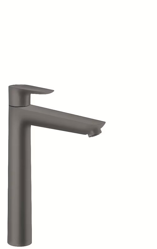 Aukštas praustuvo maišytuvas Hansgrohe Talis E šlifuoto juodo chromo spalvos su praustuvo dugno vožtuvas su traukute