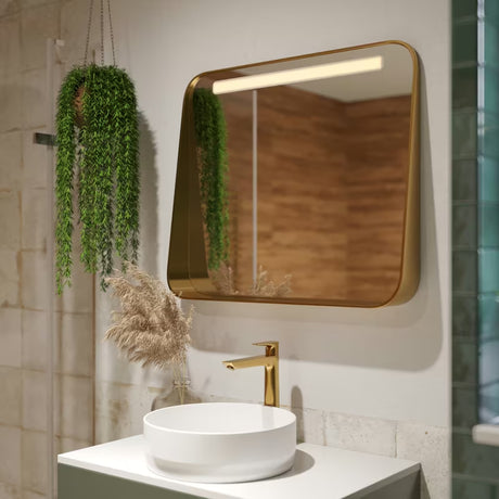 Aukštas praustuvo maišytuvas Hansgrohe Talis E paviršiaus Cool Sunrise poliruoto aukso spalvos su praustuvo dugno vožtuvas