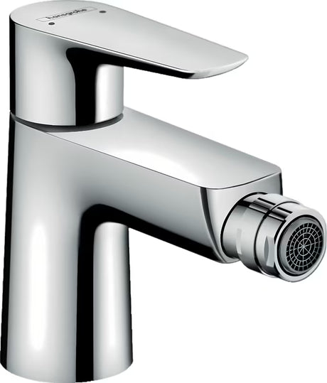 Chromuota svirtinis bidė maišytuvas Hansgrohe Talis E su praustuvo dugno vožtuvas su traukute ir pasukamu aeratoriumi