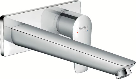 Hansgrohe Talis E potinkinė praustuvo svirtinis maišytuvas, chromo spalvos, pro montuojamas ant sienos.