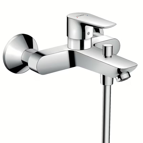 Hansgrohe Talis E sieninė svirtinis vonios maišytuvas chromo spalvos su snapu į vonios ir dušo perjungikliu
