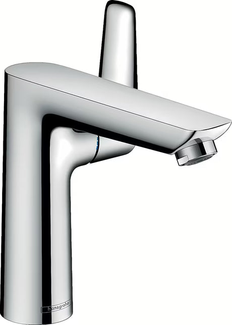 Chrominis svirtinis praustuvo maišytuvas Hansgrohe Talis E 150 su praustuvo dugno vožtuvas ir traukute.