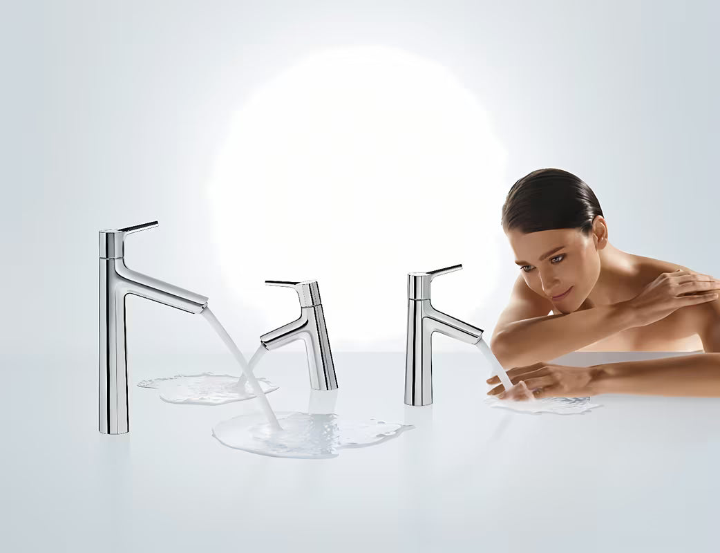 Chromo spalvos svirtinis praustuvo maišytuvas Hansgrohe Talis S be praustuvo dugno vožtuvas