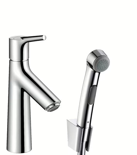 Hansgrohe Talis S chromo spalvos svirtinis praustuvo maišytuvas su bidė dušeliu Bidette ir Push-Open dugno vožtuvu