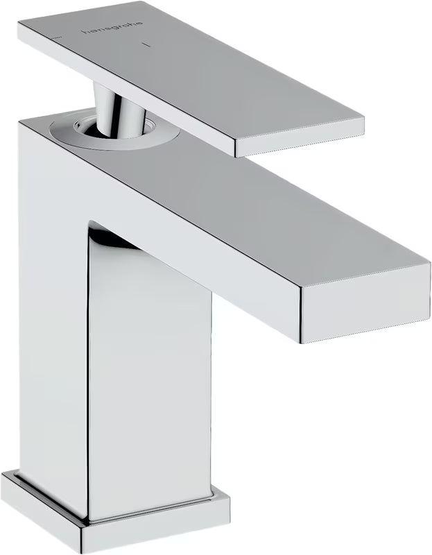 Chromuotas svirtinis praustuvo maišytuvas Hansgrohe Tecturis E su CoolStart technologija ir plačia WaterfallStream srove.