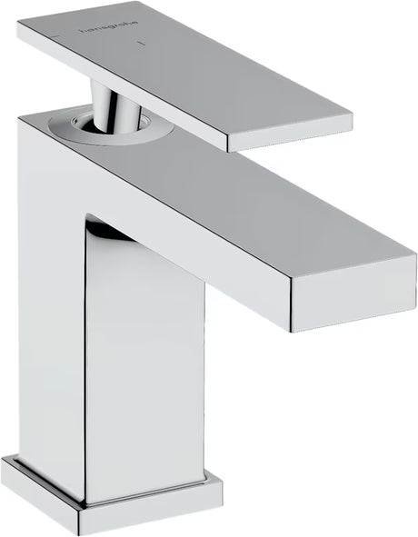 Chromuotas svirtinis praustuvo maišytuvas Hansgrohe Tecturis E su CoolStart technologija ir plačia WaterfallStream srove.