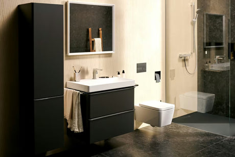 Chromuota svirtinis praustuvo maišytuvas Hansgrohe Tecturis E su šonine rankenėle ir dugno vožtuvu