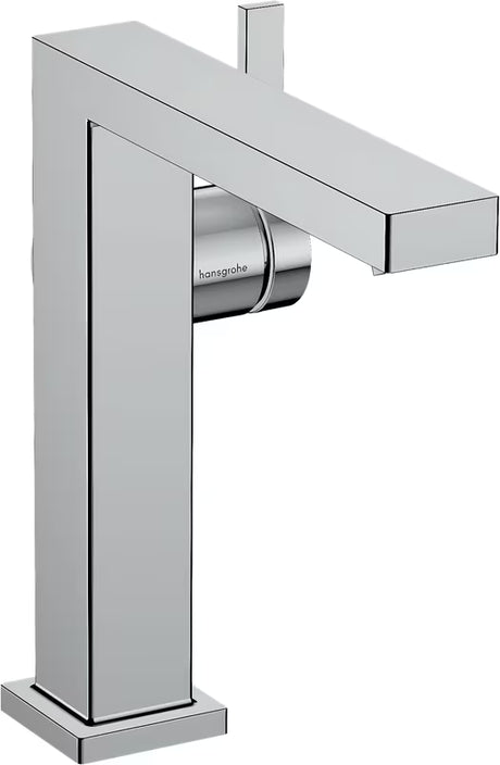 Chromuotas svirtinis praustuvo maišytuvas Hansgrohe Tecturis E su šonine rankenėle ir kampuotu dizainu