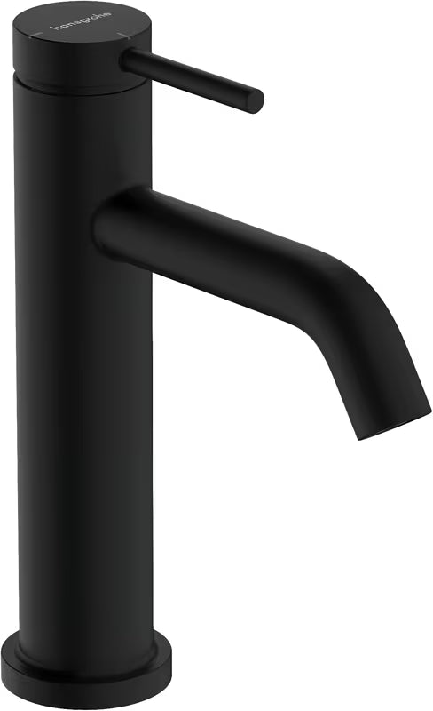 Matinės juodos spalvos svirtinis praustuvo maišytuvas Hansgrohe Tecturis S 110 praustuvui su CoolStart technologija