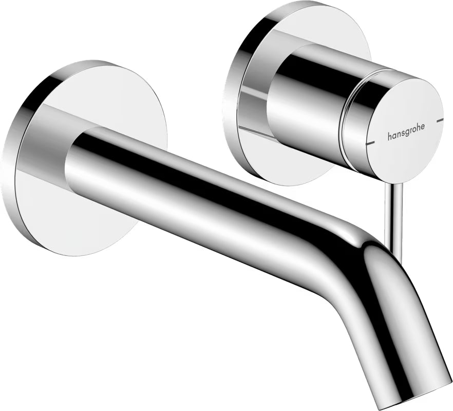 Potinkinė praustuvo maišytuvas Hansgrohe Tecturis S chromo spalvos, pro montuojamas ant sienos.