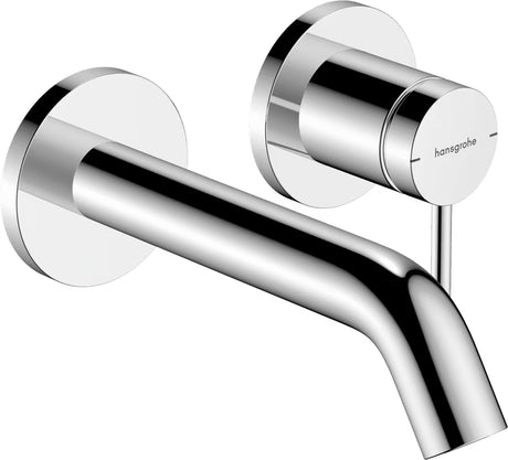 Potinkinė praustuvo maišytuvas Hansgrohe Tecturis S chromo spalvos, pro montuojamas ant sienos.