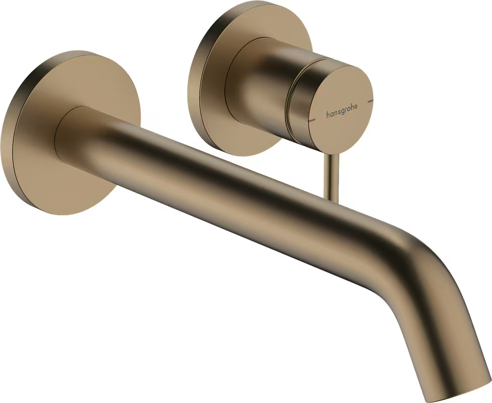 Potinkinė praustuvo maišytuvas Hansgrohe Tecturis S šlifuotos bronzos spalvos, pro montuojamas ant sienos.