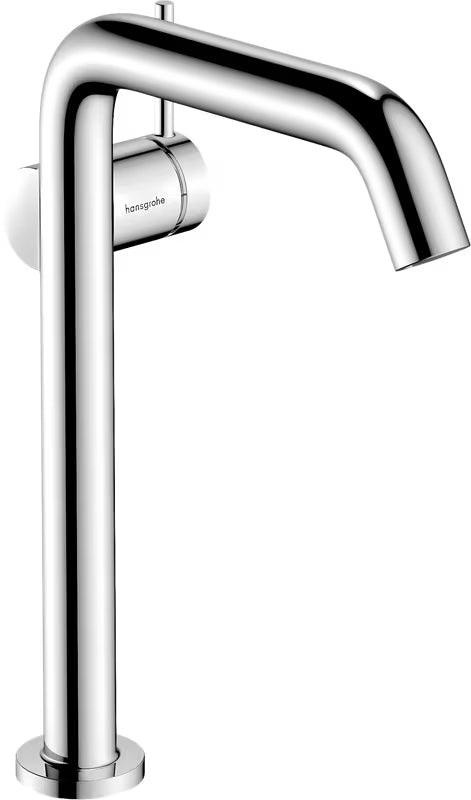 Aukšta chromuota praustuvo maišytuvas Hansgrohe Tecturis S su rankenėle ir Push open dugno vožtuvo komplektu.