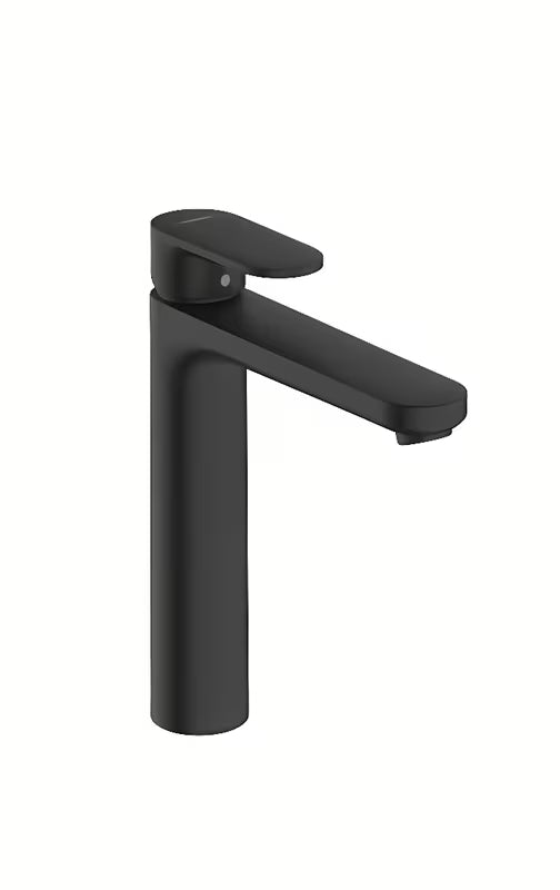 Hansgrohe Vernis Blend aukšta praustuvo svirtinis maišytuvas, matinės juodos spalvos, su praustuvo dugno vožtuvas ir su trauke