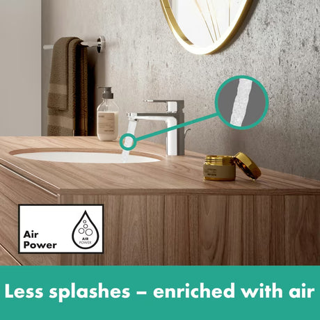 Chromuotas svirtinis praustuvo maišytuvas hansgrohe Vernis Blend su praustuvo dugno vožtuvas su traukute
