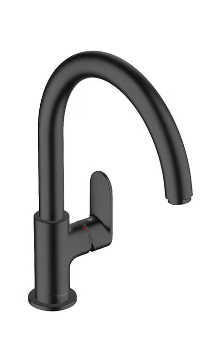 Hansgrohe Vernis Blend M35 svirtinis virtuvinis maišytuvas juodos matinės spalvos, su aukštu pasukamu snapu