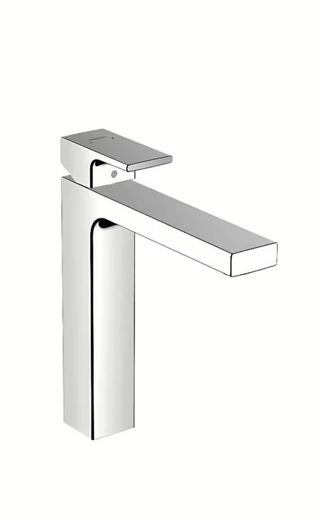 Aukšta svirtinis praustuvo maišytuvas Hansgrohe Vernis Shape chromo spalvos su praustuvo dugno vožtuvas su traukute