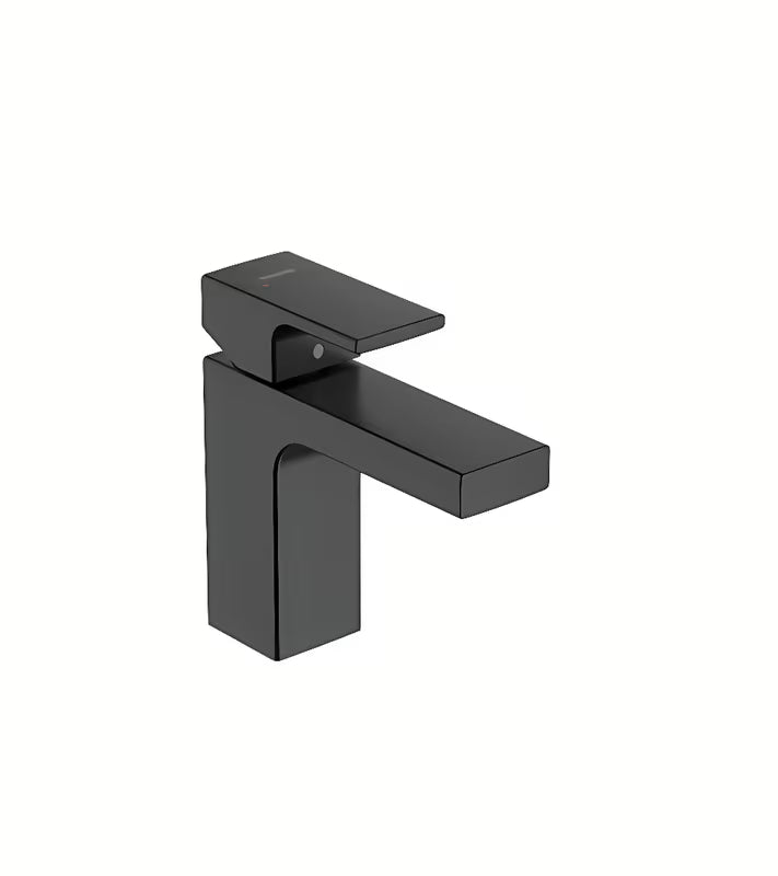 Praustuvo svirtinis maišytuvas hansgrohe Vernis Shape 100, juodos matinės spalvos, moderniam praustuvui.