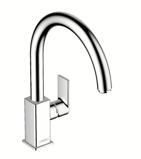 Chromuotas svirtinis virtuvinis maišytuvas hansgrohe Vernis Shape M35 su aukštu pasukamu snapu