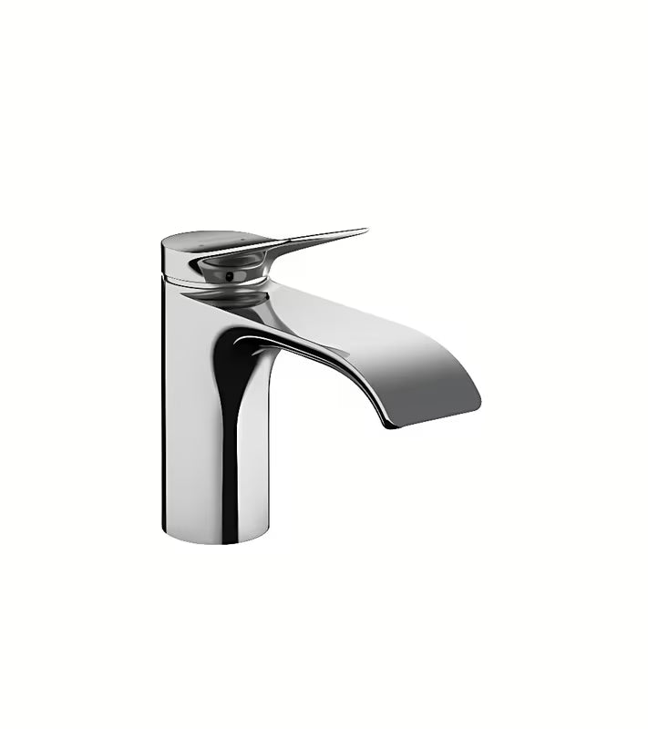 Chromuotas svirtinis praustuvo maišytuvas Hansgrohe Vivenis su itin plačia WaterfallStream srove ir dugno vožtuvu su traukute.