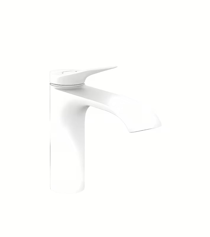 Hansgrohe Vivenis svirtinis praustuvo maišytuvas matinės baltos spalvos su ypač plačia WaterfallStream srove
