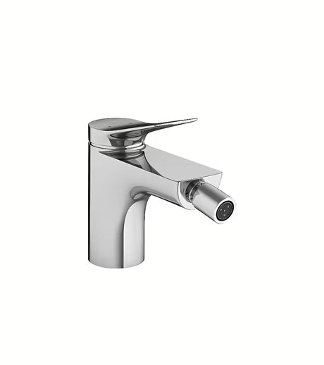 Chromuota svirtinis bidė maišytuvas Hansgrohe Vivenis su praustuvo dugno vožtuvas su aeratoriumi ir pasukamu snapu.