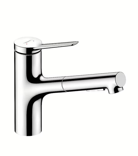 Chromuotas virtuvinis maišytuvas Hansgrohe Zesis su ištraukiamu dušeliu su dviejų srovių perjungimu