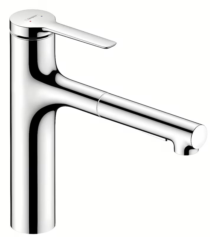Chromuota virtuvinis maišytuvas Hansgrohe Zesis 160 su ištraukiamu dušeliu su dviejų srovių perjungimu