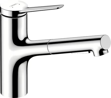 Hansgrohe Zesis M33 chromuotas virtuvinis maišytuvas su ištraukiamu dušeliu ir dviem srovėmis