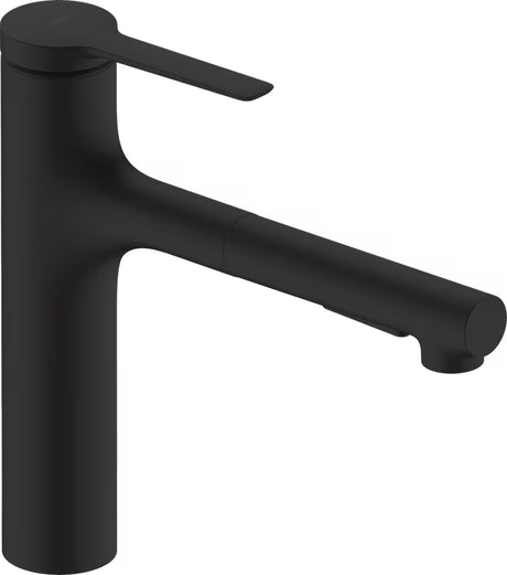Hansgrohe Zesis M33 virtuvinis maišytuvas matinės juodos spalvos su ištraukiamu dušeliu
