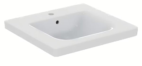 Pakabinami keraminis praustuvas Ideal Standard Connect Freedom 60x55,5 cm, baltos spalvos, su anga pro maišytuvui centre.