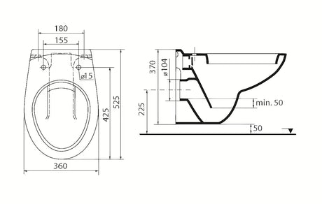 Baltas pakabinamas KLOZETAS Ideal Standard Eurovit su giliu nuplovimu ir BoxRim technologija