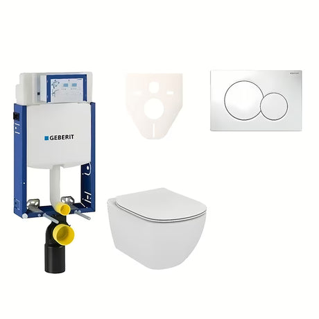 Pakabinami WC komplektas Ideal Standard Tesi su moduliu Geberit Kombifix ir mygtuku Sigma 01, baltos spalvos