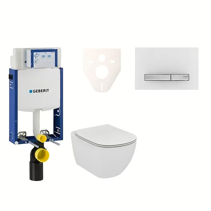 Pakabinami WC komplektas Ideal Standard Tesi su moduliu Geberit Kombifix ir mygtuku Sigma 50, alpinės baltos spalvos