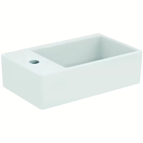 Ideal Standard Strada keraminis mažas praustuvas 45 x 27 cm baltos spalvos su anga maišytuvui kairėje