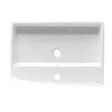 Keraminis pakabinamas praustuvas Ideal Standard Strada 70x42 cm, baltos spalvos, su anga maišytuvui per vidurį.