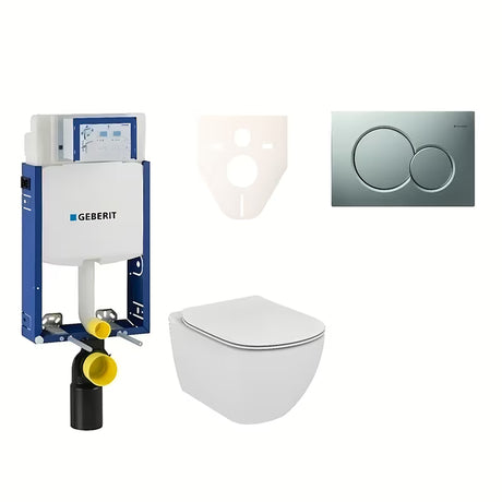 Pakabinami WC komplektas Ideal Standard Tesi su moduliu Geberit Kombifix ir mygtuku Sigma 01 matinis chromas