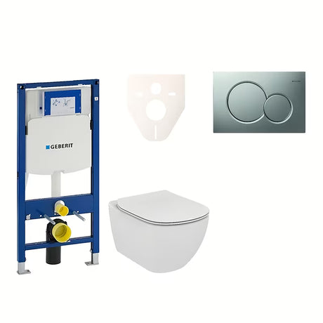 Pakabinami WC komplektas Ideal Standard Tesi su moduliu Geberit Duofix ir mygtuku Sigma 01 matinis chromas