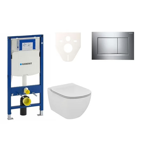 Pakabinami WC komplektas Ideal Standard Tesi su moduliu Geberit Duofix, mygtuku Sigma 30 ir garso izoliacijos įdėklu