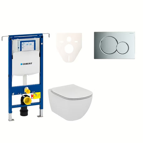 Pakabinami WC komplektas Ideal Standard Tesi su moduliu Geberit Duofix ir mygtuku Sigma 01, chromo spalvos