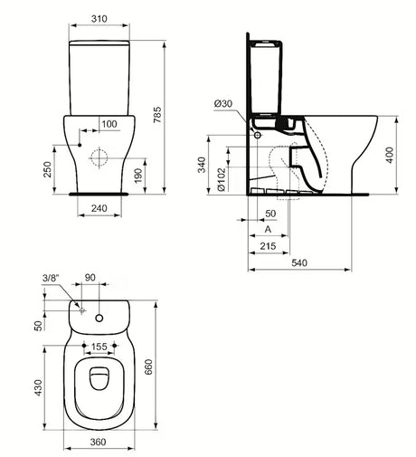 PASTATOMAS klozetas Ideal Standard Tesi baltos spalvos su AquaBlade technologija ir sėdyne softclose.