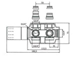 Universalus termostatinis ventilis Isan Chrome pro rankšluosčių džiovintuvas su centriniu pajungimu ir 50 mm atstumu, chromo spalvos.