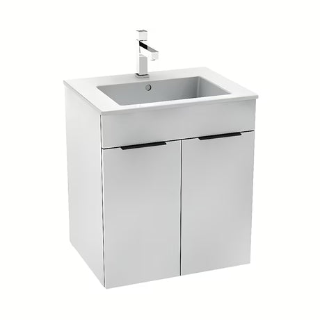 Balta pakabinama spintelė Jika Cube su keraminiu praustuvu 54x43x60,7 cm su softclose
